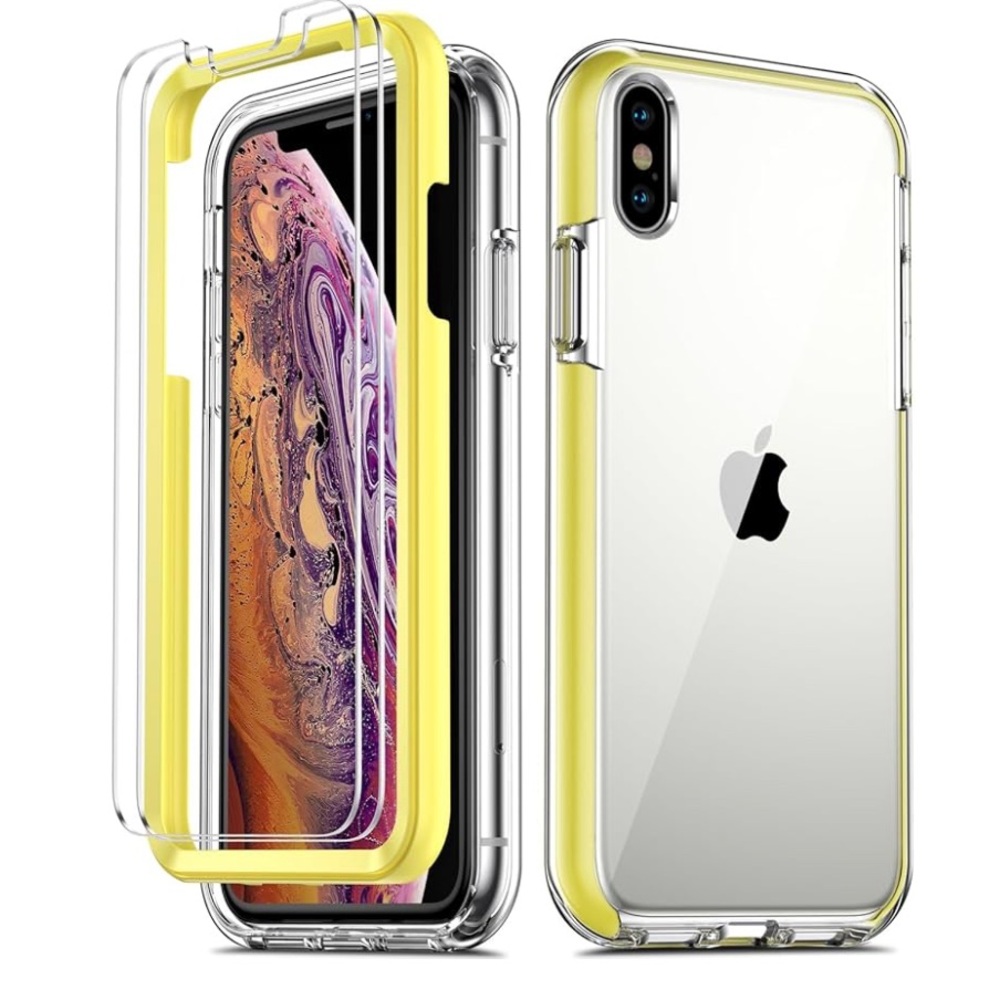 iPhone XR Cases 6.1 Inch, with [1 x Tempered Glass Screen Protector] Clear 360